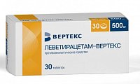 Купить леветирацетам-вертекс, таблетки покрытые пленочной оболочкой 500 мг, 30 шт в Дзержинске