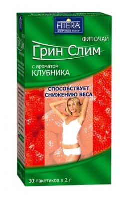 Купить грин слим, чай с ароматом клубники, фильтр-пакеты 30 шт бад в Дзержинске