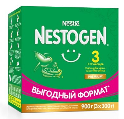 Купить nestle nestogen premium 3 (нестожен) сухая молочная смесь с 12 месяцев, 900г (3х300г) в Дзержинске