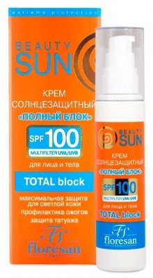 Купить флоресан (floresan) beauty sun крем солнцезащитный полный блок, 75мл spf-100 в Дзержинске