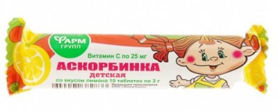 Купить аскорбинка детская, таблетки 3г, со вкусом лимона, 10 шт бад в Дзержинске