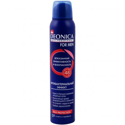 Купить deonica (деоника) дезодорант антиперспирант для мужчин антибактериальный эффект спрей, 200мл в Дзержинске