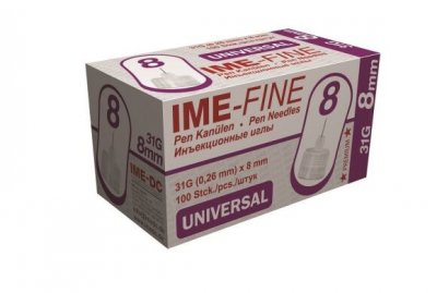 Купить иглы ime-fine для инъекций универсальные для инсулиновых шприц-ручек 31g (0,26мм х 8мм) 100 шт в Дзержинске