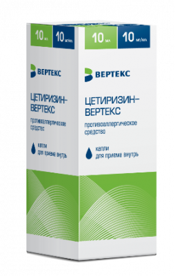 Купить цетиризин-вертекс, капли для приема внутрь 10мг/мл, 20мл от аллергии в Дзержинске
