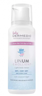 Купить dermedic linum emollient baby (дермедик) лосьон для тела легкий для детей с рождения 205 г в Дзержинске