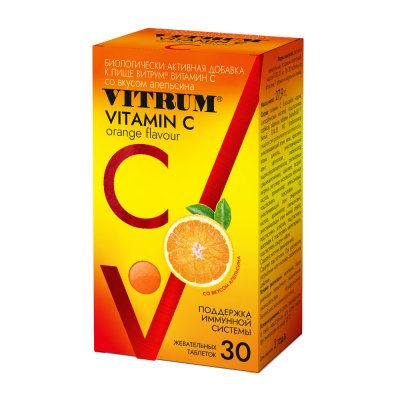 Купить витрум витамин с, жевательные таблетки со вкусом апельсина, 30 шт_бад в Дзержинске