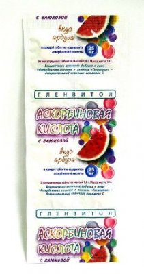 Купить аскорбиновая кислота с глюкозой гленвитол таблетки со вкусом арбуза 1г, 10 шт (стрип) бад в Дзержинске