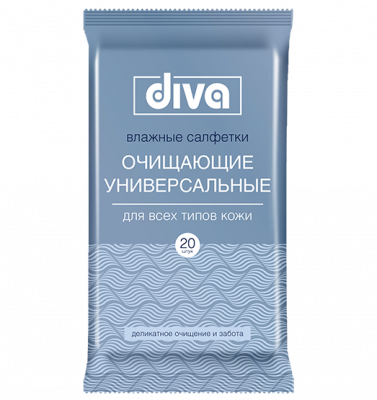 Купить diva (дива) салфетки влажные очищающие универсальные, 15 шт в Дзержинске