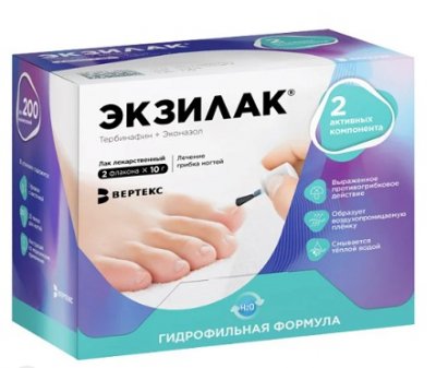 Купить экзилак, лак для ногтей лекарственный 4%+3%, 10г, 2 шт в Дзержинске