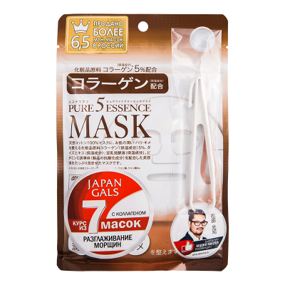 Купить japan gals (джапан галс) маска коллаген pure5 essential, 7 шт в Дзержинске