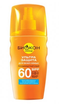 Купить биокон солнце спрей солнцезащитный ультразащита, 160мл spf60 в Дзержинске