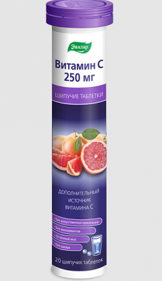 Купить витамин с 250мг эвалар, таблетки шипучие 3,3г, 20 шт бад в Дзержинске