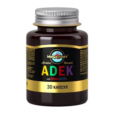 Купить мицеллированные витамины adek, капсулы 600мг, 30 шт бад в Дзержинске