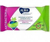 Купить aura (аура) салфетки влажные с антибактериальным эффектом tropic cocktail 15 шт. в Дзержинске