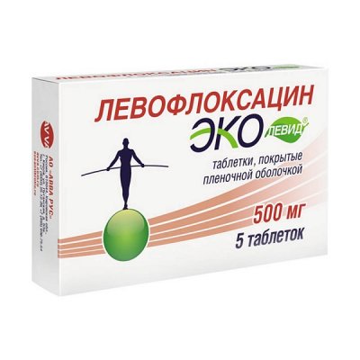 Купить левофлоксацин эколевид, таблетки, покрытые пленочной оболочкой 500мг, 5 шт в Дзержинске
