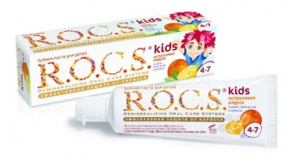 Купить рокс (r.o.c.s) зубная паста для детей лимон/апельсин/ваниль, 45мл (еврокосмед ооо, россия) в Дзержинске