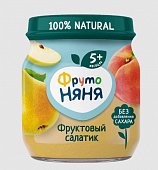 Купить фрутоняня пюре яблоко, груша, персик, фруктовый салатик, 100г в Дзержинске