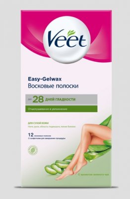Купить veet easy-gelwax (вит) восковые полоски для сухой кожи с алоэ вера, 12 шт в Дзержинске