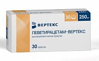 Купить леветирацетам-вертекс, таблетки покрытые пленочной оболочкой 250 мг, 30 шт в Дзержинске