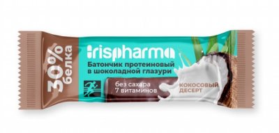 Купить ирисфарма (irispharma) батончик протеиновый 30% кокосовый десерт в шоколадной глазури, 40г бад в Дзержинске