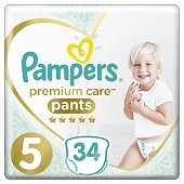 Купить pampers premium care (памперс) подгузники-трусы 5 юниор 12-17кг, 34шт в Дзержинске