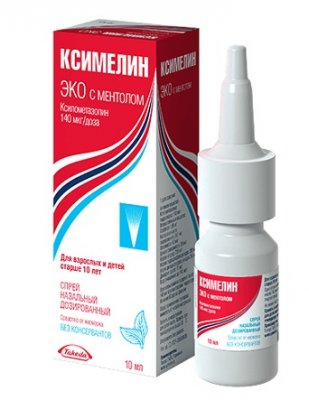 Купить ксимелин эко с ментолом, спрей назальный дозированный 140мкг/доза, флакон 10мл (60доз) в Дзержинске