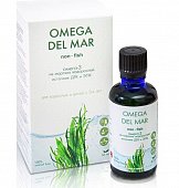 Купить омега-3 омега дель мар (omega dei mar) из морских водорослей, жидкость флакон 50мл бад в Дзержинске