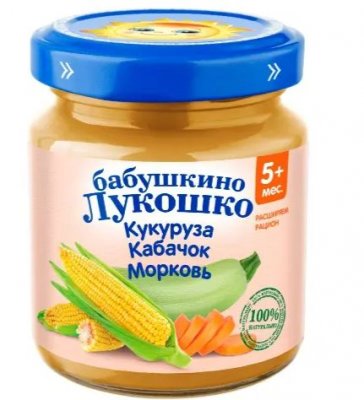 Купить бабушкино лукошко пюре из кукурузы кабачков и моркови для детского питания 100 гр в Дзержинске