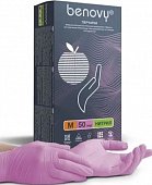 Купить перчатки benovy смотровые нитриловые нестерильные неопудренные текстурные с однократной хлорацией размер m, 100 шт, розовые в Дзержинске